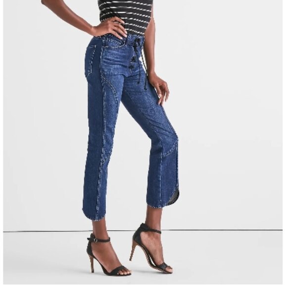 lace up bridgette crop flare jean in tigris - Picture 1 of 4